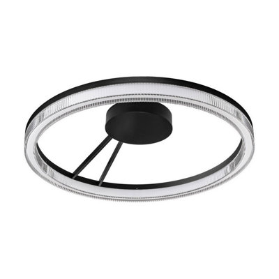Luminosa Lighting Luminosa Lonela Integrated Led Semi Flush Ceiling Light Sandy Black Triac Dimmable Led 28W 1680Lm 3000K from B&Q