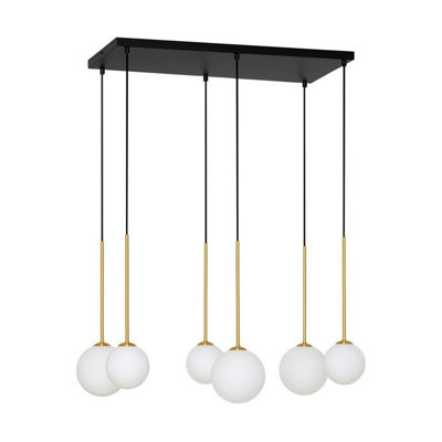 Luminosa Lighting Luminosa Savoy Cluster Pendant Ceiling Light OpalSatin GoldMatt Black Led G9 6X5W from B&Q