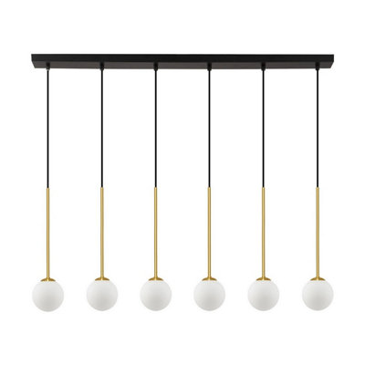 Luminosa Lighting Luminosa Savoy Bar Pendant Ceiling Light OpalSatin GoldMatt Black Led G9 6X5W from B&Q