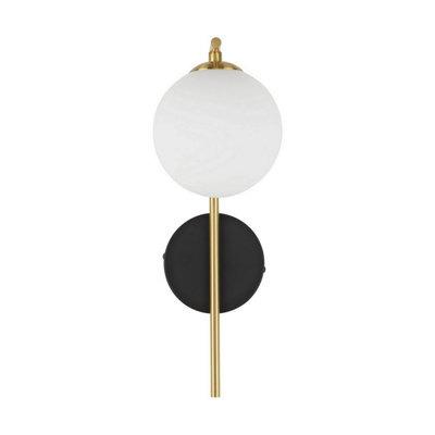 Luminosa Lighting Luminosa Savoy Globe Wall Lights OpalSatin GoldMatt Black Led G9 1X5W from B&Q