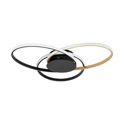 Luminosa Lighting Luminosa Aveo Integrated Led Semi Flush Ceiling Light Sandy BlackGold Triac Dimmable Led 48W 2380Lm 3200K from B&Q
