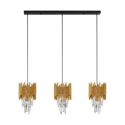 Luminosa Lighting Luminosa Magnolia Bar Pendant Ceiling Light Sandy BlackGold E14 3X5W from B&Q