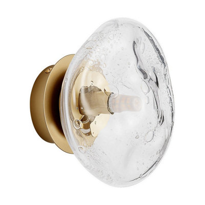 Luminosa Lighting Luminosa King 17Cm Wall Lamp Brass GoldBlown Clear Led G9 1X5W from B&Q