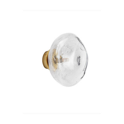 Luminosa Lighting Luminosa King 26Cm Wall Lamp Brass GoldBlown Clear Led G9 1X5W from B&Q
