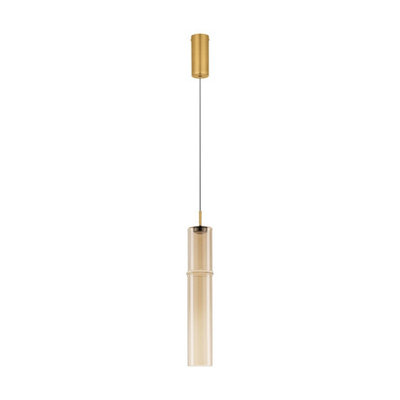 Luminosa Lighting Luminosa Sano Slim Pendant Ceiling Light Glossy Brushed GoldCognac Led 3W 180Lm 3000K from B&Q