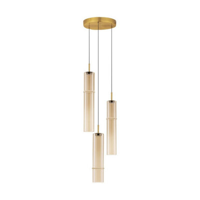 Luminosa Lighting Luminosa Sano Cluster Pendant Ceiling Light Glossy Brushed GoldCognac Led 9W 540Lm 3000K from B&Q