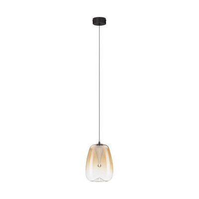 Luminosa Lighting Luminosa Oblo Slim Pendant Ceiling Light AmberMatt Black Led 3W 195Lm 3000K from B&Q