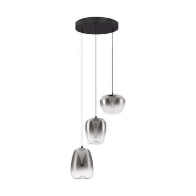 Luminosa Lighting Luminosa Oblo Cluster Pendant Ceiling Light Smokey GreyMatt Black Led 10W 600Lm 3000K from B&Q