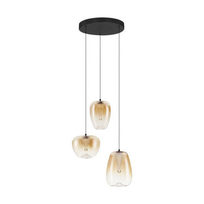 Luminosa Lighting Luminosa Oblo Cluster Pendant Ceiling Light AmberMatt Black Led 10W 650Lm 3000K from B&Q