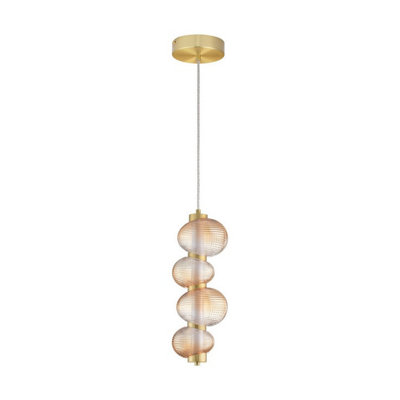 Luminosa Lighting Luminosa Leda Integrated Led Pendant Ceiling Light AmberGlossy Light Gold Triac Dimmable Led 15W 900Lm 3000K from B&Q