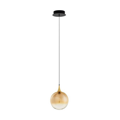 Luminosa Lighting Luminosa Orenda Globe Pendant Ceiling Light ChampagneBrass GoldMatt Black Led 5W 250Lm 3000K from B&Q