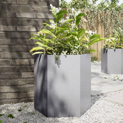 B&Q -  Garden Planter Hexagon 46X40X45 Cm Galvanized Steel