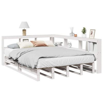 Berkfield Bookcase Bed Without Mattress White 150X200Cm Solid Wood Pine from B&Q