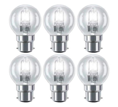  - 6 Pack 18W (25W) Bc B22 Traditional Ecoclassic G45 Golf Ball Bulbs Dimmable235 Lumen2700K Warm White