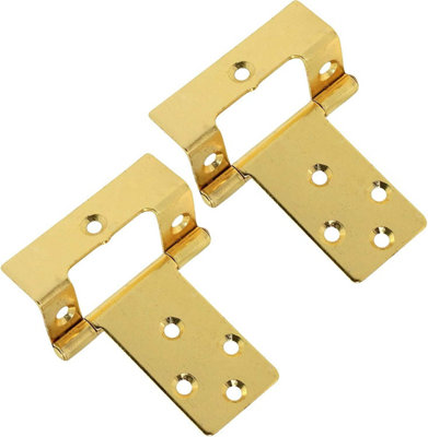 B&Q -  Large 50mm Cranked Flush Hinges Brass For Cabinets Cupboards Door Fittings 4