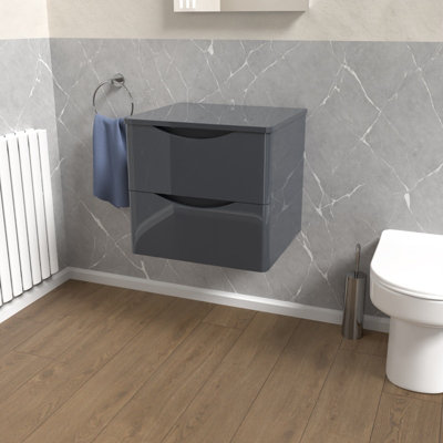 Nes Home Grey 500mm Bathroom Wall Hung Vanity With Worktop from B&Q