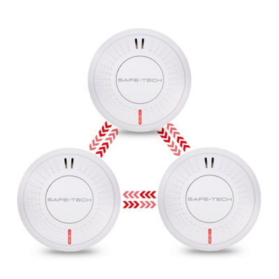 Safe-Tech Wireless Interlinked Smoke Alarm 3 Pack With 10 Year Sensor And Sealed Tamper-Proof Battery from B&Q