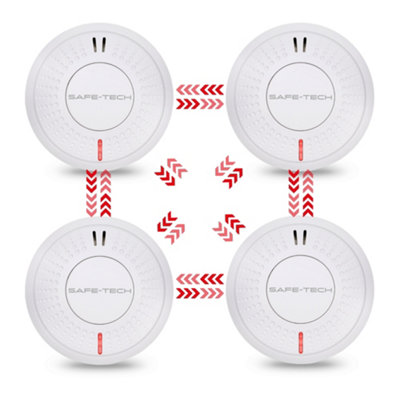 Safe-Tech Interlinked Smoke Alarm 4 Pack With 10 Year Sensor And Sealed Tamper-Proof Battery from B&Q
