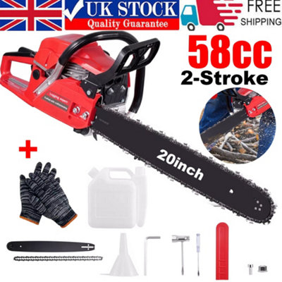 52cc Heavy Duty Petrol Chainsaw 20" Bar 50 cm Cut 2-Stroke Easy-starting