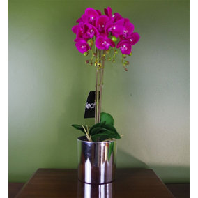 52cm Artificial Orchid Large - Dark Pink / Silver