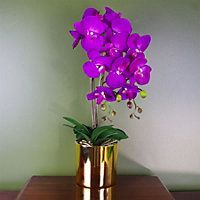 52cm Artificial Orchid Large - Purple / Gold