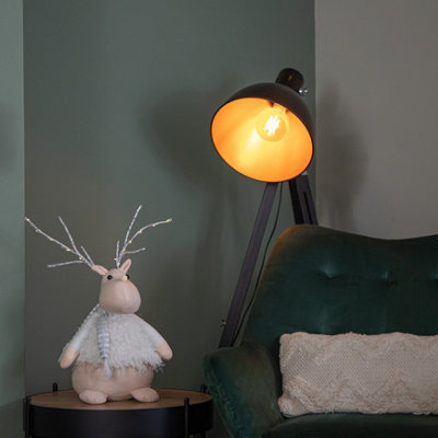 52cm Battery Operated Plush White Christmas Reindeer with LED Lit