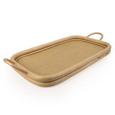 52CM Large Rattan Tray in Natural Decorative