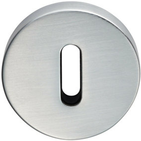 52mm Lock Profile Round Escutcheon Concealed Fix Satin Chrome Keyhole Cover
