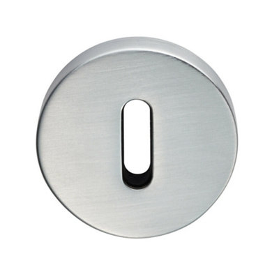 52mm Lock Profile Round Escutcheon Concealed Fix Satin Chrome Keyhole Cover