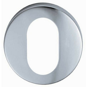 52mm Oval Profile Open Escutcheon 8mm Depth Concealed Fix Satin Steel