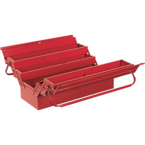 530 x 210 x 220mm Cantilever Toolbox - RED - 4 Tray Portable Tool Storage Case