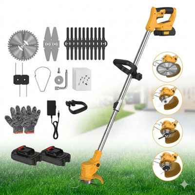 21V Cordless Grass Trimmer Strimmer Garden Edger CutterYellow2 Batteries from B&Q