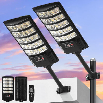 Sueving 2 Pack Solar Street Lights Outdoor Waterproof With Motion Sensor Led Solar Flood Light With Remote Control, For Yard Garden Patio
