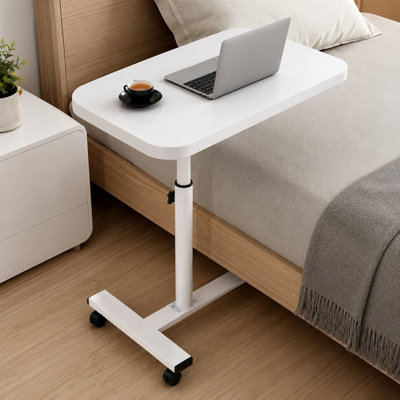  - Mobile Overbed Table Height Adjustable Steel Laptop Tray With Wheels