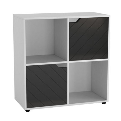 Urbn-Living WhiteBlack4 -Cube Shelving Unit With Lined DoorsSquare from B&Q