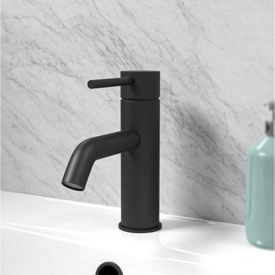 Nes Home Unisex Black Matt Deck Mounted Round Single Lever Basin Mono Mixer Tap - Image 3