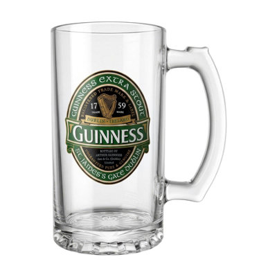 Guinness Unisex Clear Ireland Glass Tankard With Badge In - Image 7