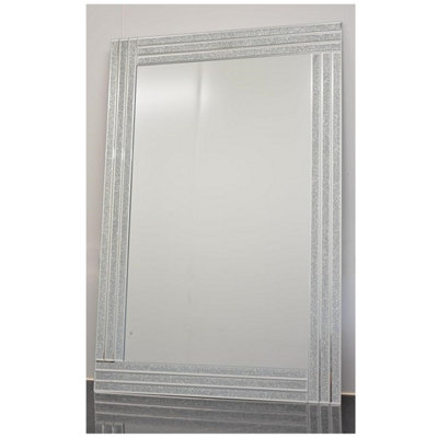 40X60Cm Silver Wall Mirror Triple Edge Glitter Strips Border Mirror Border from B&Q