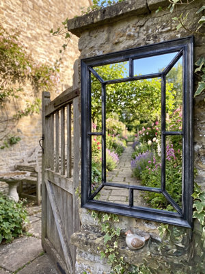 60X76Cm Rectangle Antique Window Wall Mirror Stylish Black Silver from B&Q