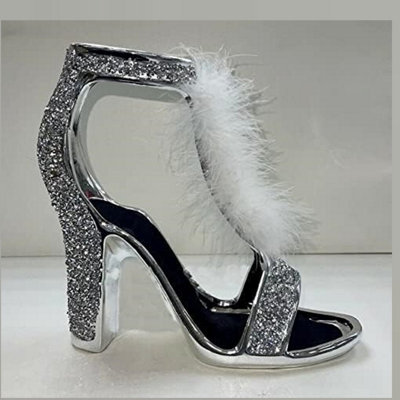 Crushed Diamond Silver Crystal Stunning Sparkly White Feather Shoe Ornament from B&Q