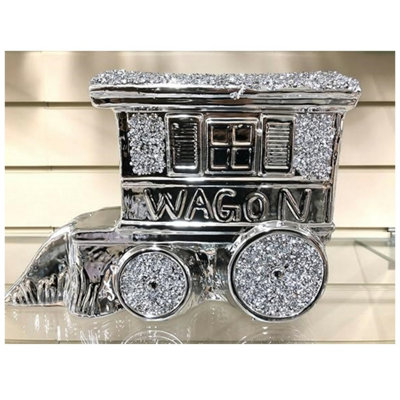 Crushed Diamond Caravan Square Gypsy Crystal Ornament Shelves Silver Roof Wagon from B&Q