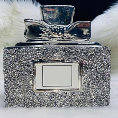 Crushed Diamond Sparkly Perfume Bottle Ornament Shelf Sitter Md Silver from B&Q
