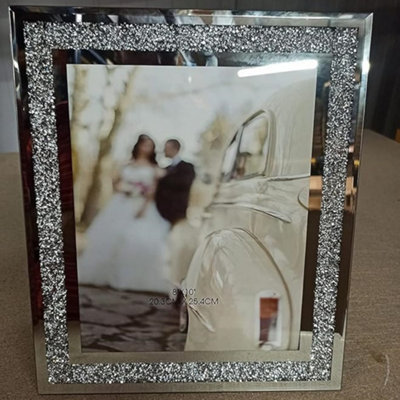  - Crushed Crystals Photo Frame Silver Mirrored Crushed  (10X12 Inch)