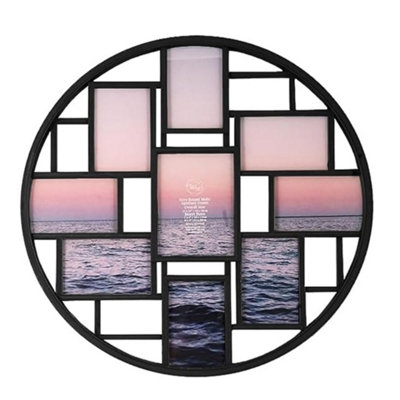 Round Photo Frame Collage And Wall Décor Holds Nine 4X6 / 5X7 9 Photos (Black) from B&Q