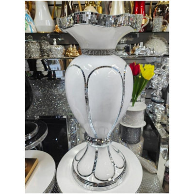  - Floor Vase 12 Large 40X60Cm Crushed Diamond Crystal Sparkly Silver Mirrored