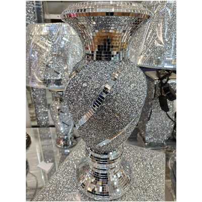 30Cm Silver Ceramic Mirrored Pot Vase Glitter Home Decoration Flower Vase from B&Q