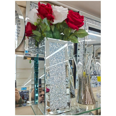 35Cm Square Crushed Diamond Vase Sparkle Ornament Bling Rectangular Flower Pot from B&Q