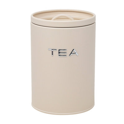  - Tea Canister Cream Metal With Airtight Silicone Lid Tea Caddy Kitchen Storage