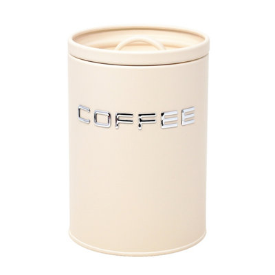 - Coffee Canister Cream Metal With Airtight Silicone Lid Caddy Kitchen Storage