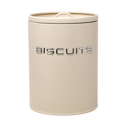  - Biscuit Tin Cream Metal With Airtight Silicone Lid Cookies Treats Storage Jar